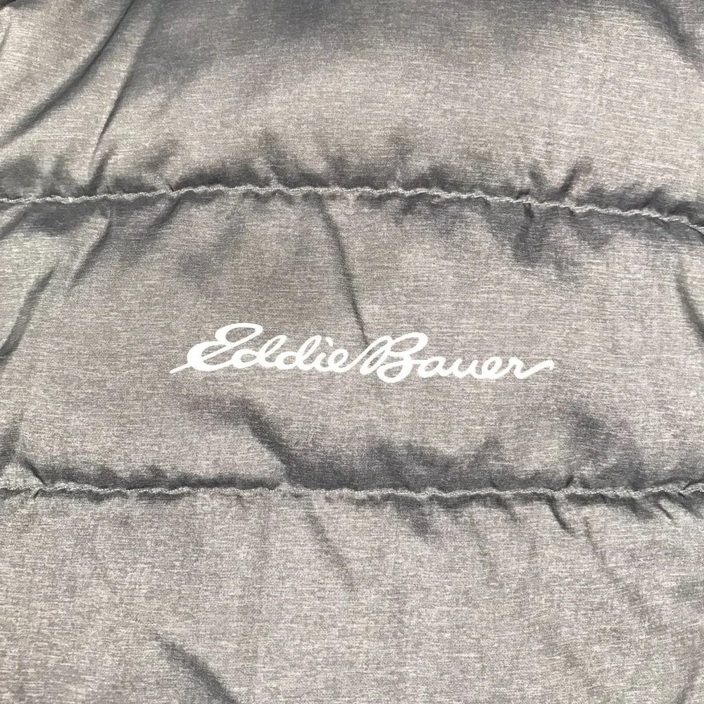 Eddie Bauer Vest Mens M Black/Gray EB650 Down Insulated Lightweight Puffer Coat